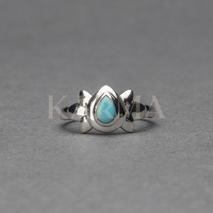 Sterling Silver Rhodium Plated Ring With Turquoise